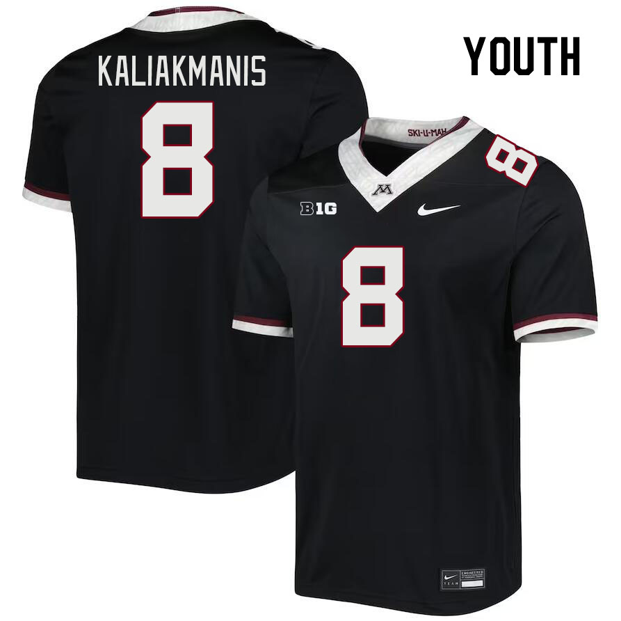 Youth #8 Athan Kaliakmanis Minnesota Golden Gophers College Football Jerseys Stitched-Black